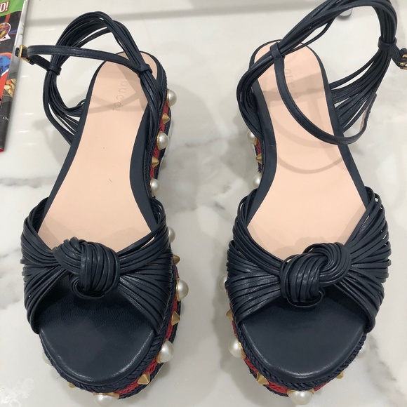 Gucci Strappy Studded & Pearl Sandals - Picture 1 of 6